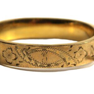 ESTATE VINTAGE JEWELRY GOLD FILLED MONOGRAM "G" BRUSHED FINISH BANGLE BRACELET